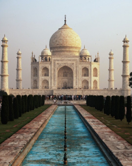 The Taj Majal at sunset.